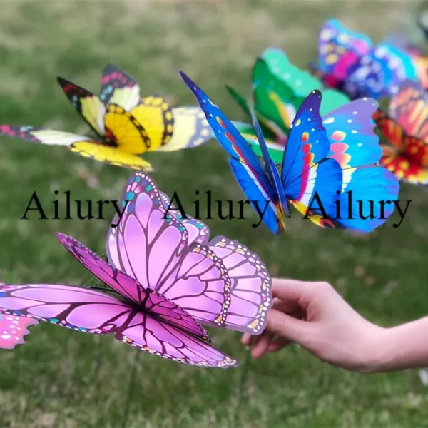 22cm Double Layer Simulation Butterflies With Pole