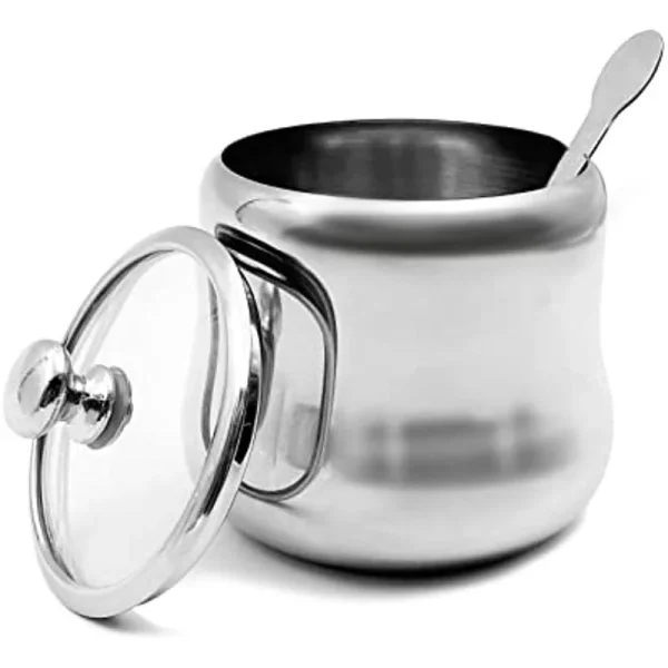 1Set 300ml Stainless Steel coffee jar w/spoon