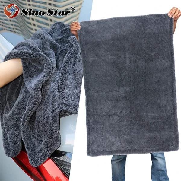 Double Sided Car Drying Towel 1500GSM Twisted Loop Design  Superior Absorption Streak-Free